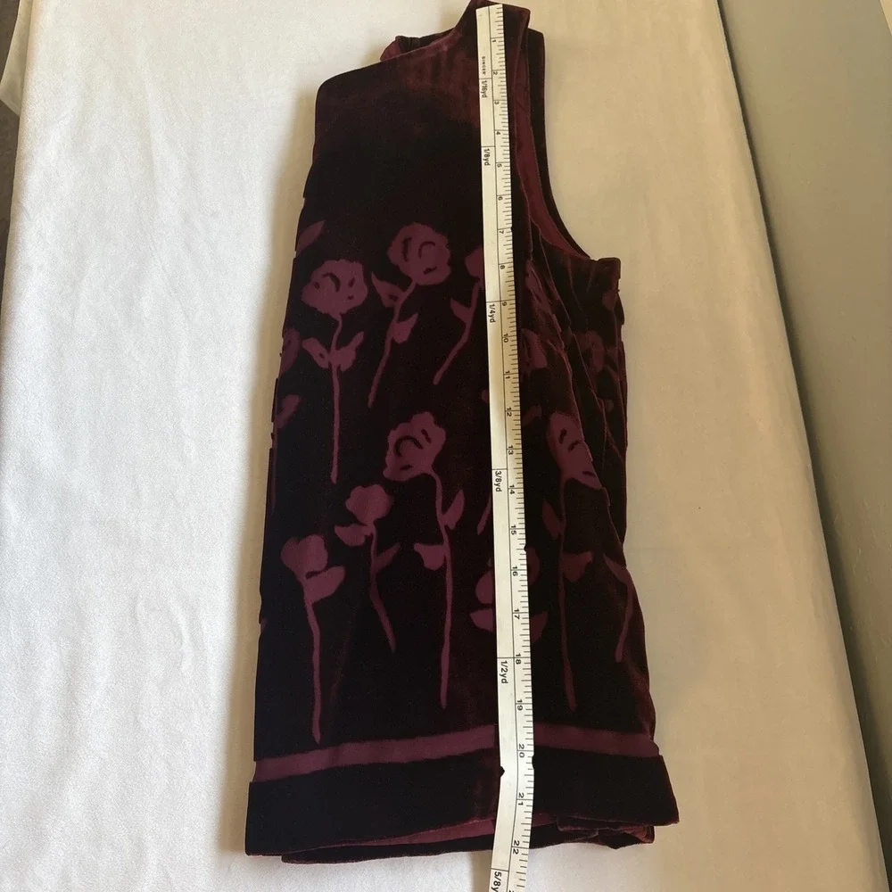 Vtg 90s Y2k Velvet Burnout Satin Skirt Set Midi Red Grunge Whimsigoth Goth Sz 10 - Picture 16 of 16
